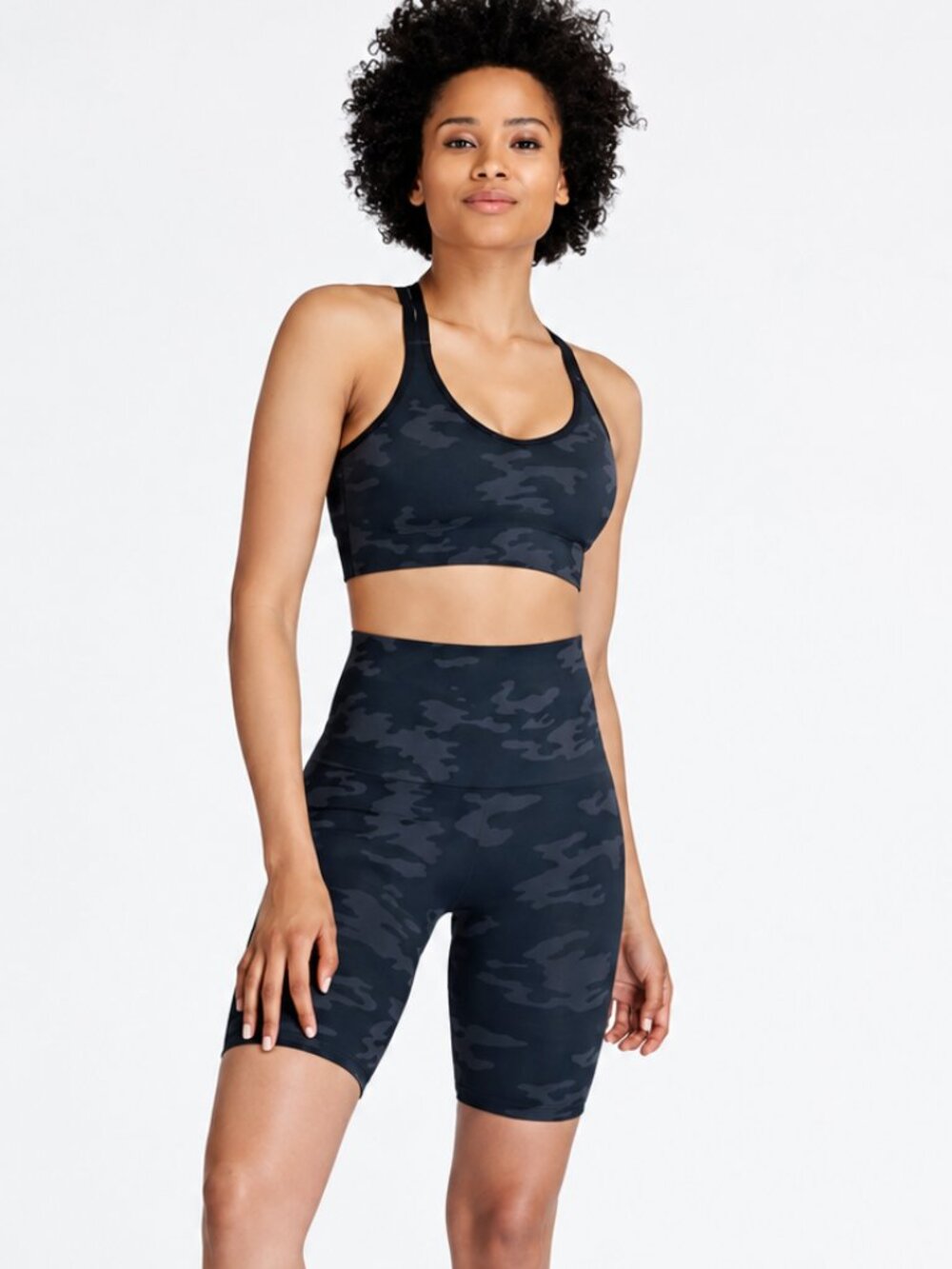 SPANX Look At Me Now Black Camo Seamless Bike Shorts Medium NWOT 50180R